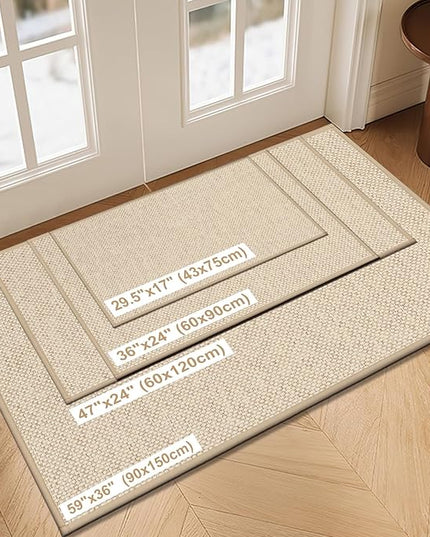 LEKEEPGO Door Mat 36"x59", Non Slip Door Mat Indoor Entrance, Rubber Backing Front Indoor Door mat Washable Absorbent Low-Profile Entryway Entry Resist Dirt Inside Door Mats, Khaki