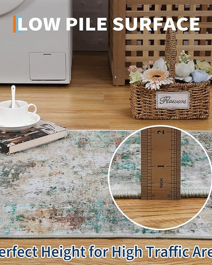 Modern Abstract 2x8 Runner Rug Washable Non Slip Stain Resistant Rug for Hallway Kitchen Bedroom Non Shedding Low Pile Indoor Floor Cover,Colorful
