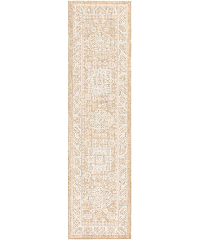 Rugs.com Outdoor Aztec Collection Rug – 8 Ft Runner Natural Flatweave Rug Perfect for Hallways, Entryways