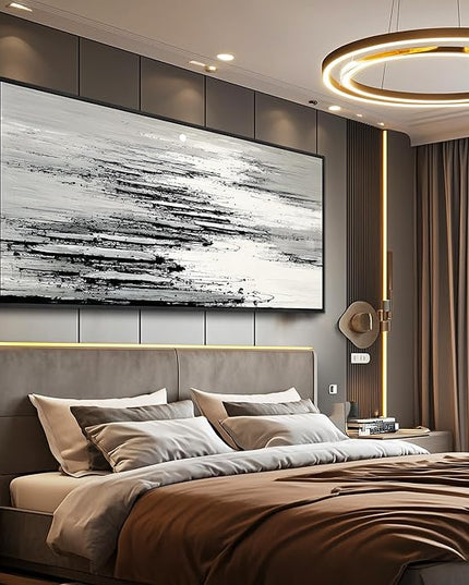 XIGUANGART Framed Canvas Wall Art-Large Wall Decor for Living Room Black and White Minimalist Abstract Pictures Nature Ocean Skyline Sunset Artwork Modern Painting For Bedroom Office Home Decorations