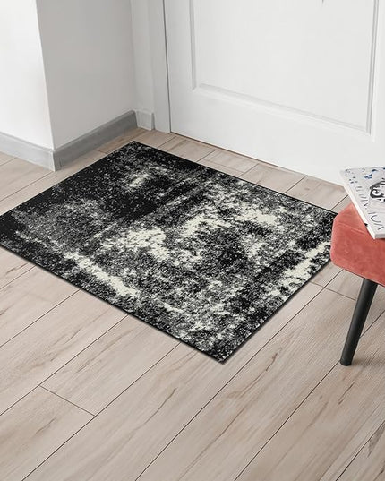 Keen Home Design Area Rugs - 2x3 Non-Shedding, Abstract Rugs for Kitchen, Living Room, Bedroom, Dining Room, Entryway - Size: 2' x 3', Abstract Black