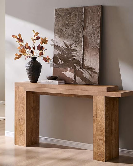 OKD 63 Inch Modern Entryway Console Table, Solid Geometry Accent Sofa Table Behind The Couch, Narrow Console Table for Entryway, Hallway, Living Room, Foyer, Light Tree Knot