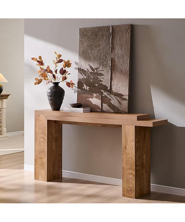OKD 63 Inch Modern Entryway Console Table, Solid Geometry Accent Sofa Table Behind The Couch, Narrow Console Table for Entryway, Hallway, Living Room, Foyer, Light Tree Knot