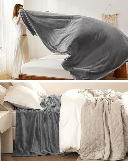 Bedsure GentleSoft Fleece King Size Blankets for Bed Grey - Soft Lightweight Plush Cozy Fuzzy Luxury Warm Winter Blanket Microfiber, Room Home Decor Gifts for Women and Men, 108x90 inches