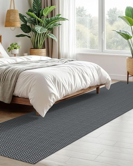 KOZYFLY Washable Runner Rug 2x10 ft Hallway Kitchen Runner Rugs with Rubber Backing Bobo Non Slip Entryway Runner Indoor, Long Carpet Runners for Hall Kitchen Entryway, Grey/Charcoal Grey