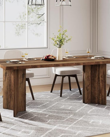 Tribesigns 63-inch Dining Table for 4-6, Farmhouse Kitchen Table with Large Tabletop, Rectangular Dinner Eating Table for Dining Room, Living Room, Kitchen, Dark Brown