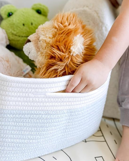 NaturalCozy Storage Baskets 16.8”x13”x7.6” Cotton Rope Woven Baskets for Organizing 3-Pack | Toy Storage Bins | Basket for Shelves, Laundry, Blanket, Clothes, Closet, Kitchen, Bathroom, Gifts