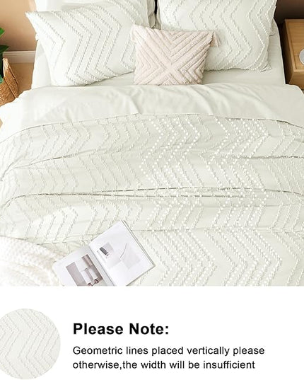 Litanika Ivory King Size Comforter Set with Sheets - 7 Pieces Bed in a Bag King Boho Tufted Complete Bedding Sets with Comforter, Sheets, Pillowcases & Shams