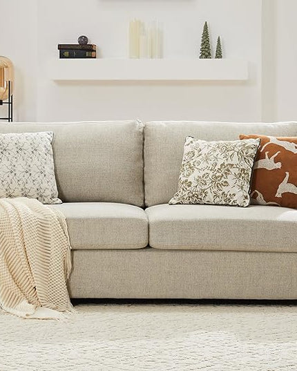 ABCASA 85" W Loveseat Couches for Living Room,Modern Linen Sofa with Removable Cover, Wide Armrest, Solid Wood Frame, Medium Firm Seat Cushion for Bedroom Office Apartment, Easy to Install, Oatmeal