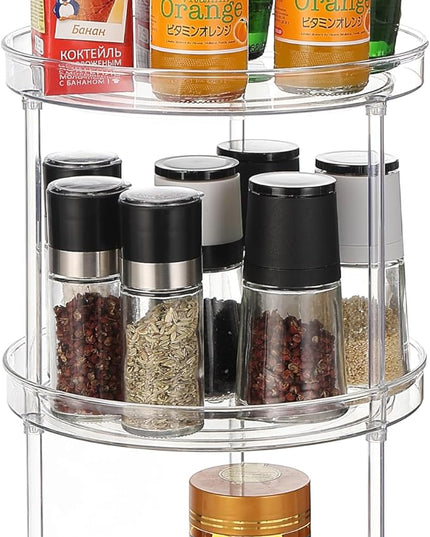 URALFA 3 Tier Bathroom Lazy Susan Organizer, 9 Inch Clear Rotating Makeup Organizer for Vanity, High-Capacity Acrylic Skincare Organizers 360 Rotating Tray for Countertop, Pantry, Kitchen, Cupboard