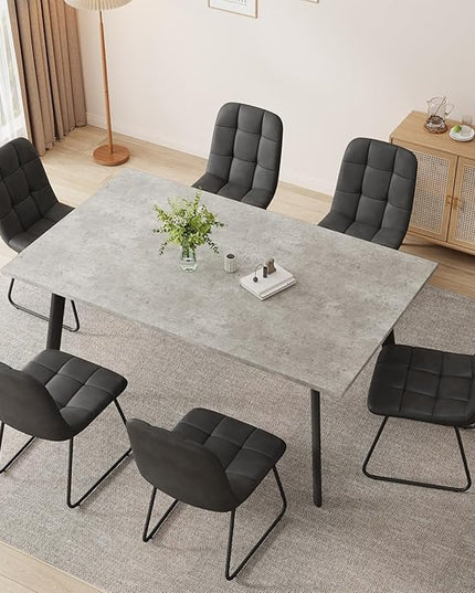 ZckyCine 46.5" Modern Grey Dining Table Set for Small Spaces, 5-Piece Set with Rectangular Table & 4 Padded Leather Chairs, Compact, Sturdy & Easy to Assemble (Table + 4 Grey Dining Chairs, 46.5")