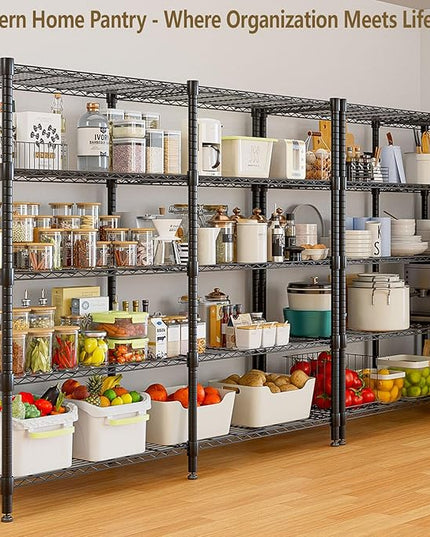 Himimi 72" W Wire Rack Shelving-2000LBS Capacity, Adjustable Storage Shelves Metal Shelves for Storage, 5-Tier Heavy Duty Wire Organizer for Kitchen, Garage, Pantry, 72" W x 18" D x 72" H, Black