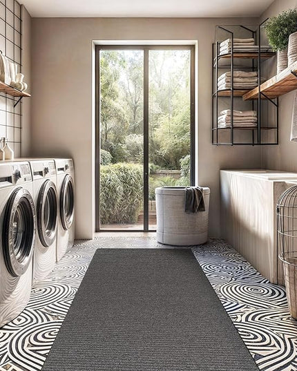 Beverly Rug Non-Slip Modern Runner Rug 2x10 Solid Traditional Rubber Backing Machine Washable Soft Thin Indoor Area Rugs for Living Room Stain Resistant Non Shedding Casual Carpet (2 x 10 Gray)