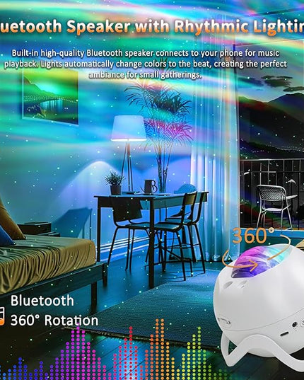 Star Projector Galaxy Projector for Bedroom, White Noise Bluetooth Speaker Northern Lights Projector, Suitable Gaming, Home Theater, Adult, Christmas Mood Night Light