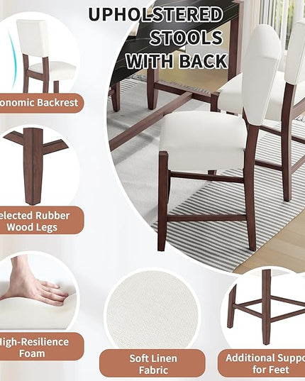 P PURLOVE 5 Piece Kitchen Table Set Counter Height Dining Table Set with Rectangle Table and 4 Cushioned Chairs for Small Place,Pub Kitchen