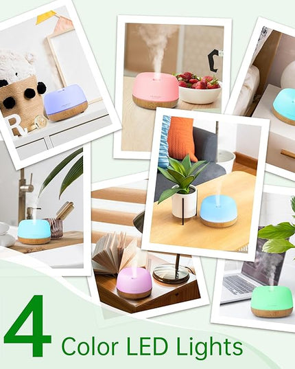 ASAKUKI Essential Oil Diffuser, 300ml Ultrasonic Aromatherapy Oil Humidifier with 7 Colors Lights 2 Mist Mode for Home