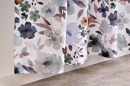 Maison d' Hermine Curtains for Living Room 100% Cotton 84 inch Length One Panel Light Filtering Curtains for Bedroom Windows with Rod and Loop Pockets Drapes (Blossom Flora, 50" W x 84" L)