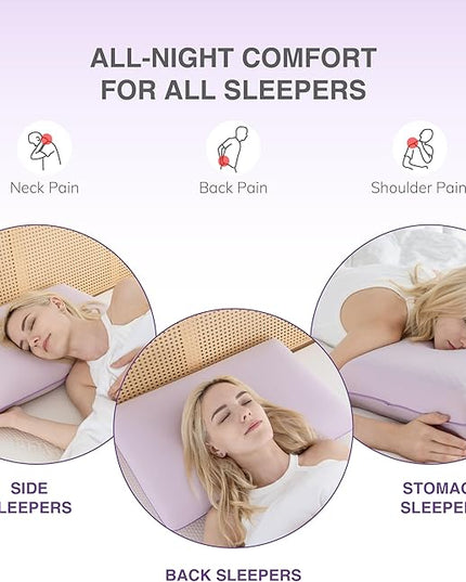 EGOHOME Cooling Gel Memory Foam Pillow - Reversible Cooling Cover, Neck Support for Side, Back and Stomach Sleepers, Removable & Machine Washable, All-Season Comfort, Standard Size, Purple