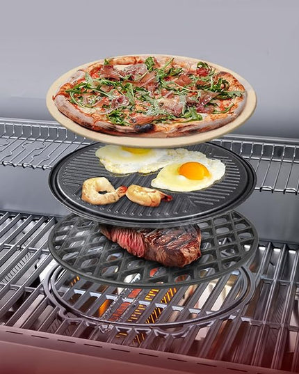 Monument Grills 6+1 Burner Smart Propane Gas Grill, Denali 605Pro Stainless Steel Grill 78,000 BTU Outdoor Barbecue Grill with Side Burner, Pizza Stone, Round Cooking Plate & Grid, Cover, Rotisserie