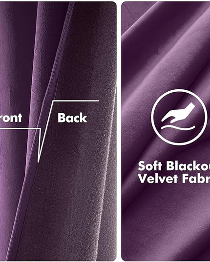 MIULEE Velvet Curtains Purple Elegant Grommet Thermal Insulated Soundproof Room Darkening Curtains/Drapes for Classical Living Room Bedroom Decor 52 x 84 Inch Set of 2