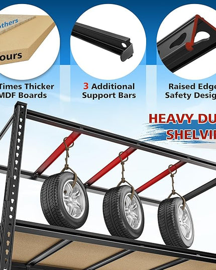 55" W Storage Shelves, 2040LBS Garage Shelving Heavy Duty, 4-Tier Storage Shelving, Adjustable Metal Shelving Unit for Garage, Warehouse, Pantry, Kitchen, 55" W × 24" D × 60" H