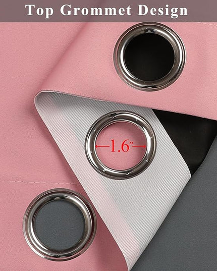 Estelar Textiler Pink and Grey Ombre Blackout Curtains 72 Inch Length for Bedroom, Room Darkening Thermal Insulated Energy Efficient Grommet Window Drapes for Living Room, 52Wx72L, 2 Panels