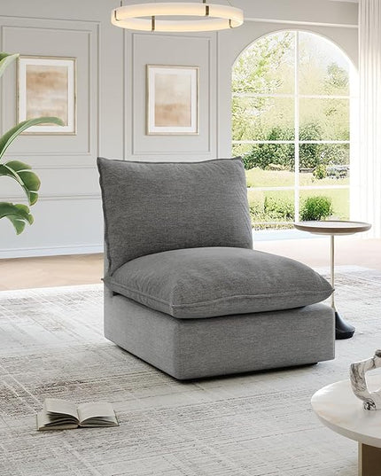 Cloud Middle Sectional, Waterproof Down Filled Sectional Sofa, High Backrest Modular Sectional Couches for Living Room, Modern Modular Couch with Removable Cover, Dark Gray