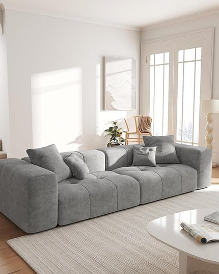 JACH 2 Seater Sofas Sectional Couches, Modern Love Seat Office Couch, Loveseat Modular Couch, Cozy Sleeper Sofa for Apartment, Bedroom, Living Room (Linen Fabric, Grey)
