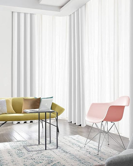 Blackout Curtains for Bedroom Thermal Insulated Light Blocking Room Darkening Curtains Solid Grommet Window Drapes for Living Room, Set of 2 Curtain Panels 52 W x 63 L inch Long Ash White