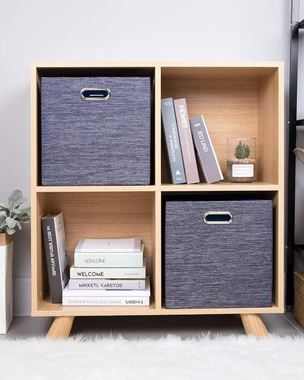 Posprica Storage Cube Basket Bins,13×13 Foldable Storage Containers for Shelf Cabinet Bookcase Boxes,Thick and Heavy Duty Fabric Drawer (4pcs, blue)