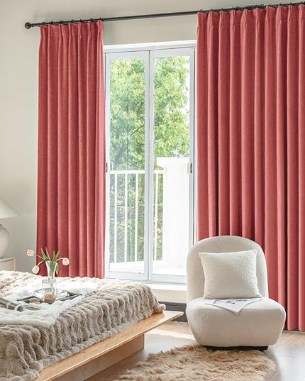 IVAPUPU Linen Pinch Pleated 100% Blackout Curtains for Bedroom - 2 Pages Black Out Fall Curtains 63 Inch Long 2 Panel for Living Room Darkening Thermal Window Curtain Drapes with 16pc Hooks