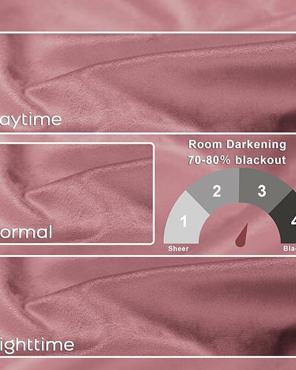 KOUFALL Vintage French Country Curtains for Bedroom Nursery,Pretty Mauve Pink Velvet Blackout Coquette Elegant Curtains for Living Room Feminine Women Girls Room 84 Inches Long 2 Panels Dusty Rose