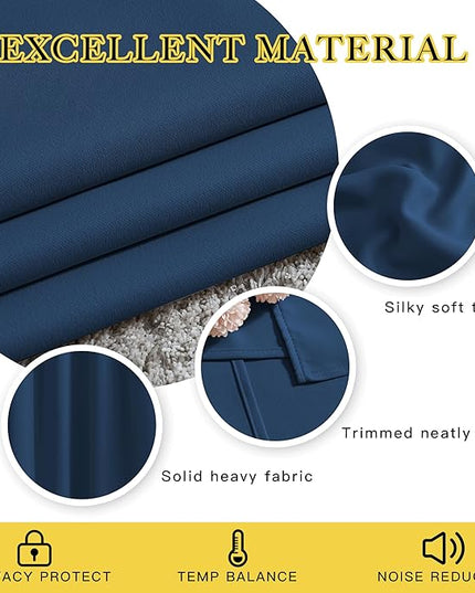 NICETOWN Bedroom Blackout Large Window Curtains - Room Darkening Energy Saving Thermal Insulated Grommet Room Divider Draperies for Living Room/Doorway (Moroccan Blue, W66 x L90, 2 Panels)