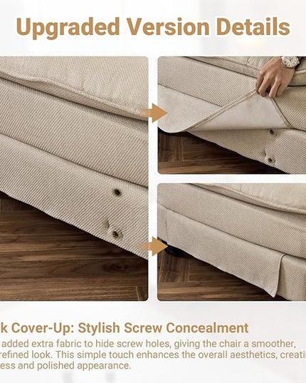 VINGLI 121" Cloud Couch, Comfy Modular Sectional Sofa Set for Living Room,Modern Linen 3-Seat Convertible Loveseat Sofa with 2 Ottoman for Small Space.（Beige）
