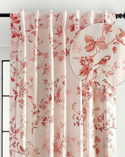 Maison d' Hermine Curtains for Living Room 100% Cotton 108 inch Length One Panel Light Filtering Curtains for Bedroom Windows with Rod and Loop Pockets Drapes (Equinoxe Terracotta, 50" W x 108" L)