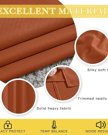 NICETOWN Blackout Living Room Curtain 108 inches Length - Grommet Thermal Insulated Cold & Heat Blocking Window Treatment Sound Reducing Drape for Bedroom (Burnt Orange, 1 Panel, W52 x L108)