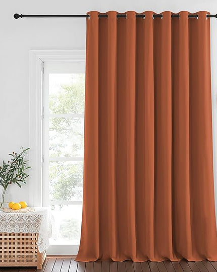 NICETOWN Burnt Orange Sliding Glass Door Curtain - Grommet Extra Wide Window Treatment Thermal Insulated Room Darkening Drape Room Divider for Kids Room/Living Room (W100 x L108, 1 Panel)