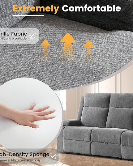 Reclining Sofa Couch,Loveseat Recliner Sofa with Drop Down Table/ 4 Cup Holder/Hidden Storage, Wall Hugger Recliner Sofa for Living Room & Home Theater & RV
