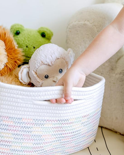 NaturalCozy Storage Baskets 16.8”x13”x7.6” Cotton Rope Woven Baskets for Organizing 3-Pack | Toy Storage Bins | Basket for Shelves, Laundry, Blanket, Clothes, Closet, Kitchen, Bathroom, Gifts