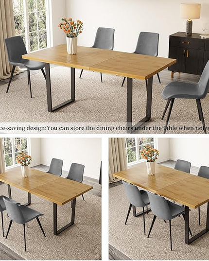 ZckyCine Modern Dining Table Set for 4-6 People Kitchen Dining Room Table Set Extendable Wood Dining Table and 4 Upholstered Chairs, Home Kitchen Furniture