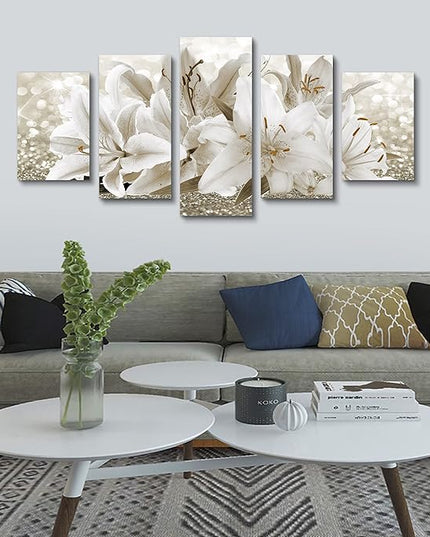 LUDUHU Arts Modern Flower Theme Wall Art - Abstract Orchid Canvas Wall Decor Flower Abstract Painting Still Life Canvas Wall Art for Home Decor (I,Oversize 80x40inch)
