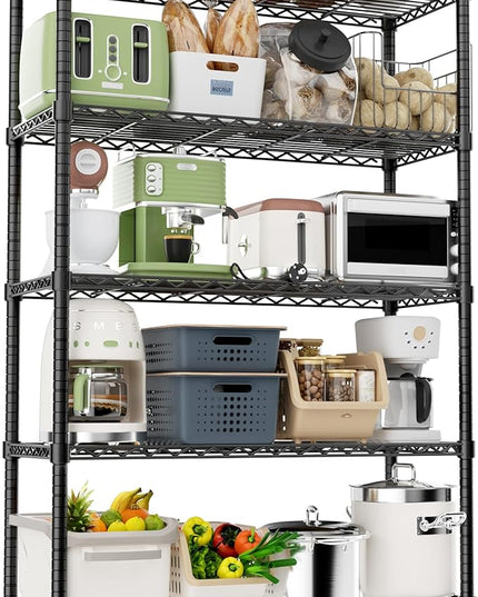 Storage Shelves Heavy Duty, 36" L x 14" W x 72" H Garage Wire Shelving Unit Loads 1750LBS, 5-Tier Adjustable Metal Industrial Utility Shelf Rack for Kitchen, Laundry Room, Pantry, Warehouse, Basement