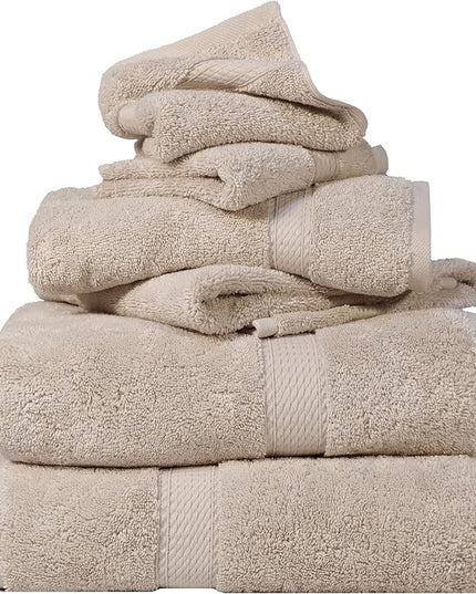 Superior Egyptian Cotton Pile 6 Piece Towel Set, Includes 2 Bath, 2 Hand, 2 Face Towels/Washcloths, Ultra Soft Luxury Towels, Thick Plush Essentials, Guest Bath, Spa, Hotel Bathroom, Stone