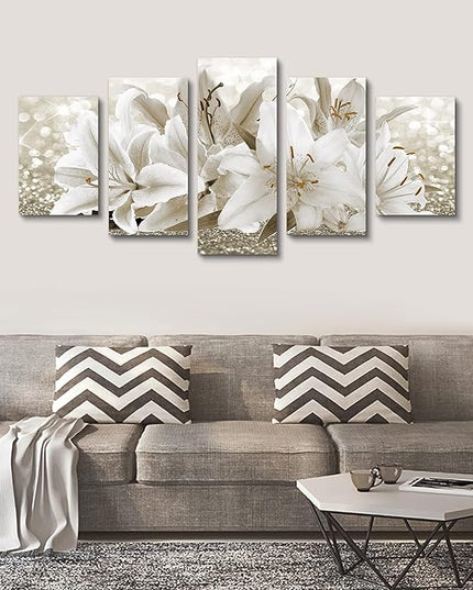 LUDUHU Arts Modern Flower Theme Wall Art - Abstract Orchid Canvas Wall Decor Flower Abstract Painting Still Life Canvas Wall Art for Home Decor (I,Oversize 80x40inch)