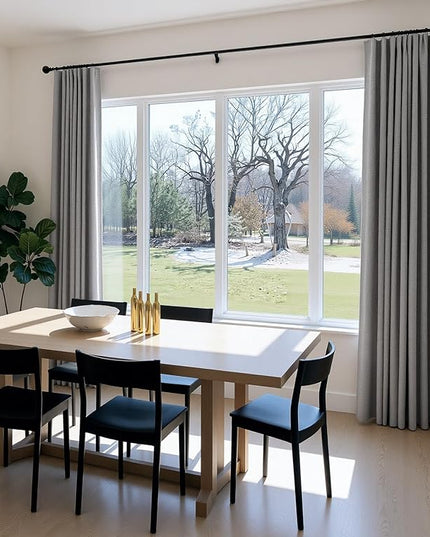 INOVADAY 100% Blackout Curtains for Bedroom, Black Out Curtains 84 Inch Long, Clip Rings Linen Blackout Drapes, Thermal Insulated Room Darkening for Living Room, 2 Panels - Stoic Gray,W50xL84