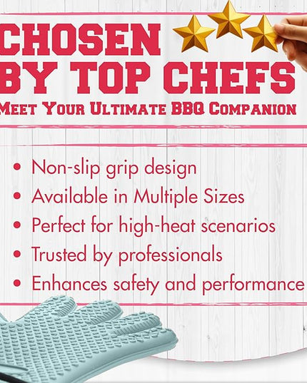 KITCHEN PERFECTION Silicone Smoker Oven Gloves For Women -Extreme Heat Resistant BBQ Gloves -Handle Hot Food Right on Your Smoker Grill Fryer|Waterproof Oven Mitts Grill Gloves |Superior Set+3 Bonuses