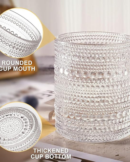 hobnail Drinking Glasses Old Fashion Glass 10oZ rocks glasses Set of 6 glasses Water Juice Cocktail Vintage Glassware Set Gift for Men Women
