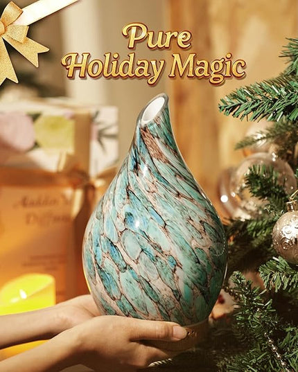 Porseme 280ml Glass Essential Oil Diffuser Aromatherapy Ultrasonic Cool Mist Humidifier 7 Running Hours Waterless Auto-Off Air Diffusers for Sleeping, Yoga, Office Working, Spa and Rest (Light Blue)