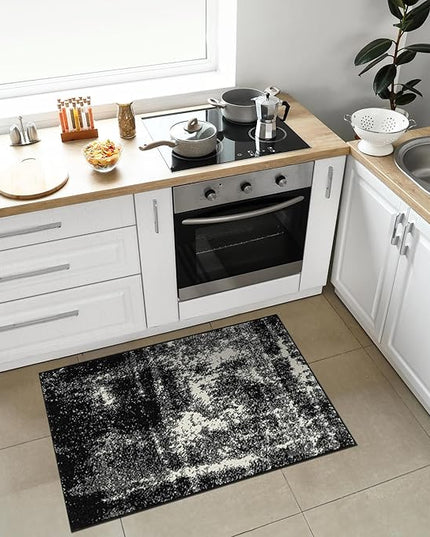 Keen Home Design Area Rugs - 2x3 Non-Shedding, Abstract Rugs for Kitchen, Living Room, Bedroom, Dining Room, Entryway - Size: 2' x 3', Abstract Black