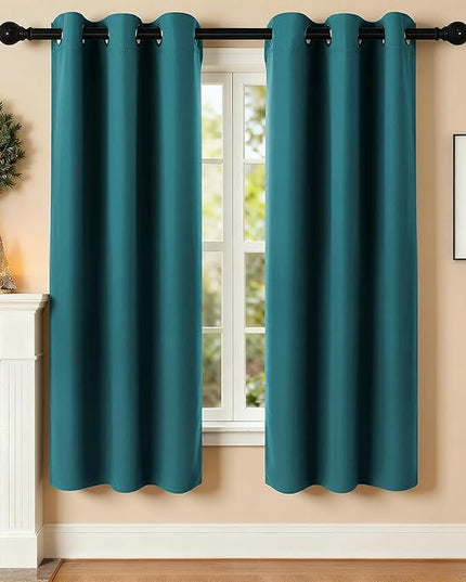Room Darkening Curtains 63 Inch Length for Bedroom Living Room, Insulated Thermal Grommet Curtain Drapes, Blackout(60-90%,Not 100%) Window Treatment Decor, 2 Panels, 35x63, Sapphire